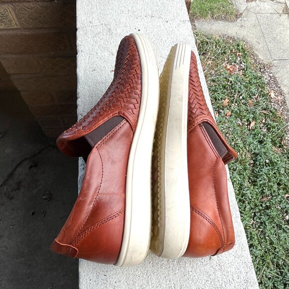 ECCO Soft 7 2.0 Cognac Woven Slip-on Sneaker Shoes 9 40 7 38 2 Mismatch Size - Picture 4 of 10